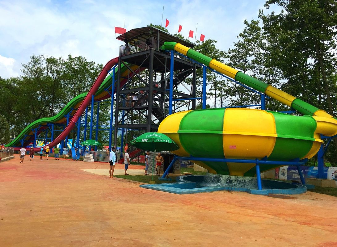 Space Bowl Slide Fibra de vidrio multicolor Gran tobogán acuático para 2 personas