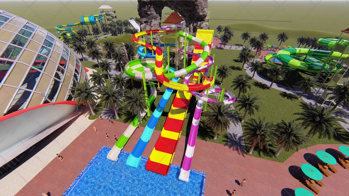 Montañas coloridos toboganes acuáticos Viajes de fibra de vidrio para 4 personas