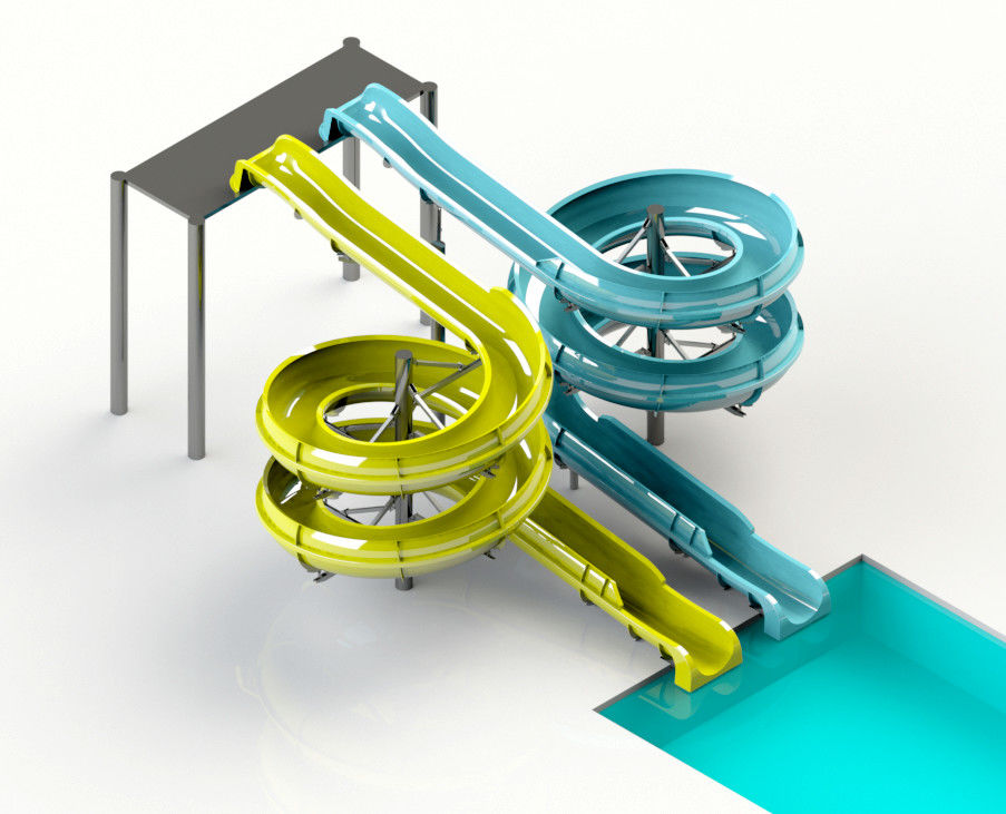 Park Resort Two Circle Custom Water Slide Espiral Curva estilo para la diversión