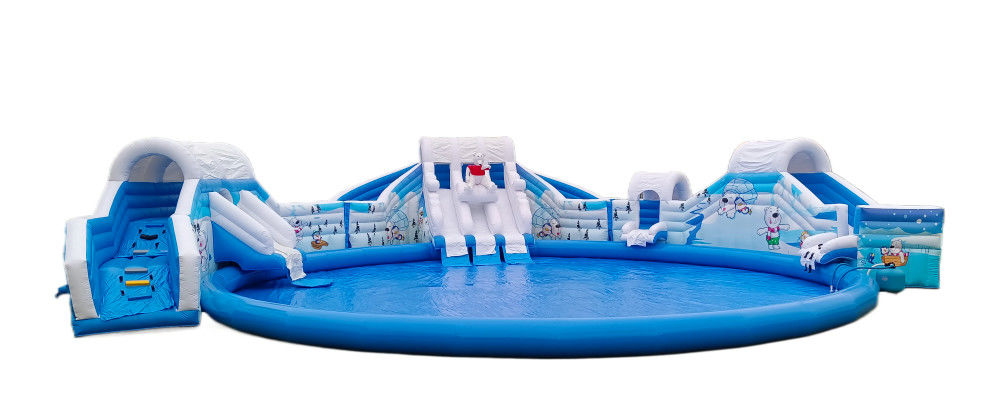 Divertido colorido tobogán acuático comercial personalizado gran hipopótamo tobogán de agua inflable con piscina en venta