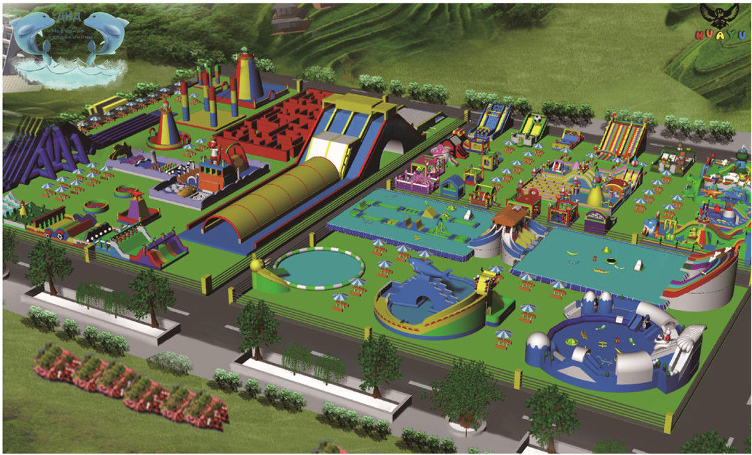 Color personalizado Recreación al aire libre Parque acuático inflable para adultos